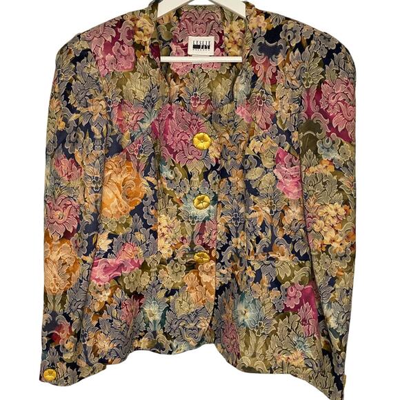 Vtg. Leslie Fay Floral Blazer SZ 8 - Picture 1 of 9